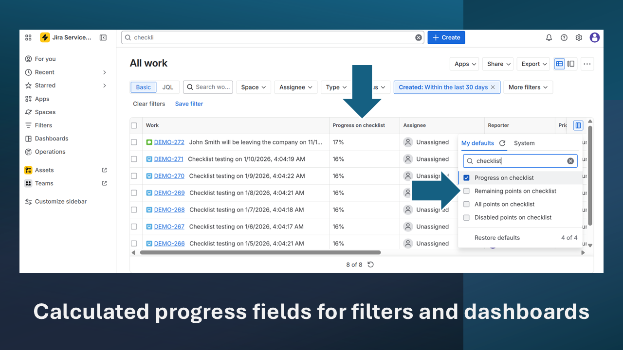 Screenshot - Calculated progress fields for filters and dasbharods